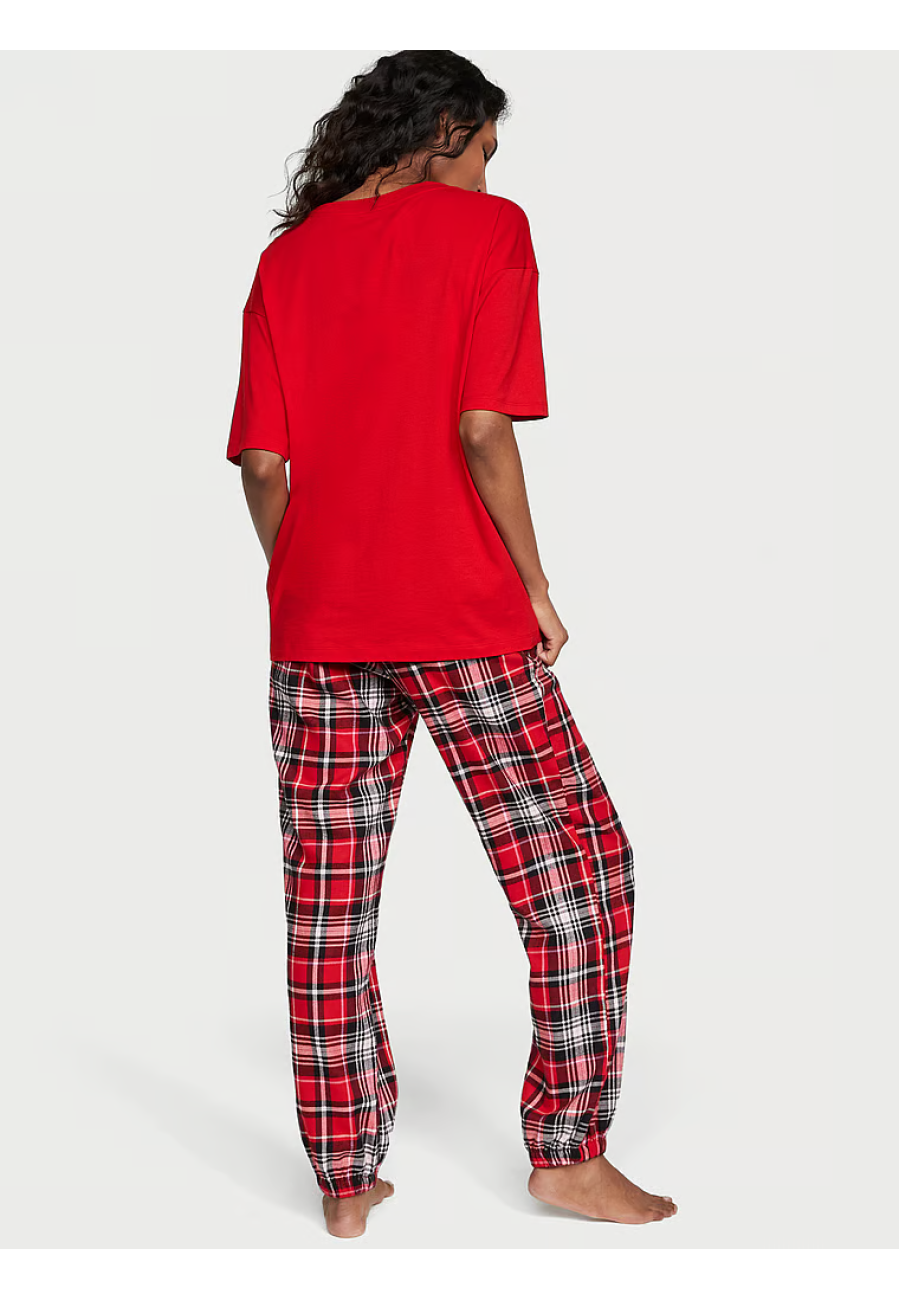 Пижама Flannel Jogger Tee-Jama Set Red Plaid