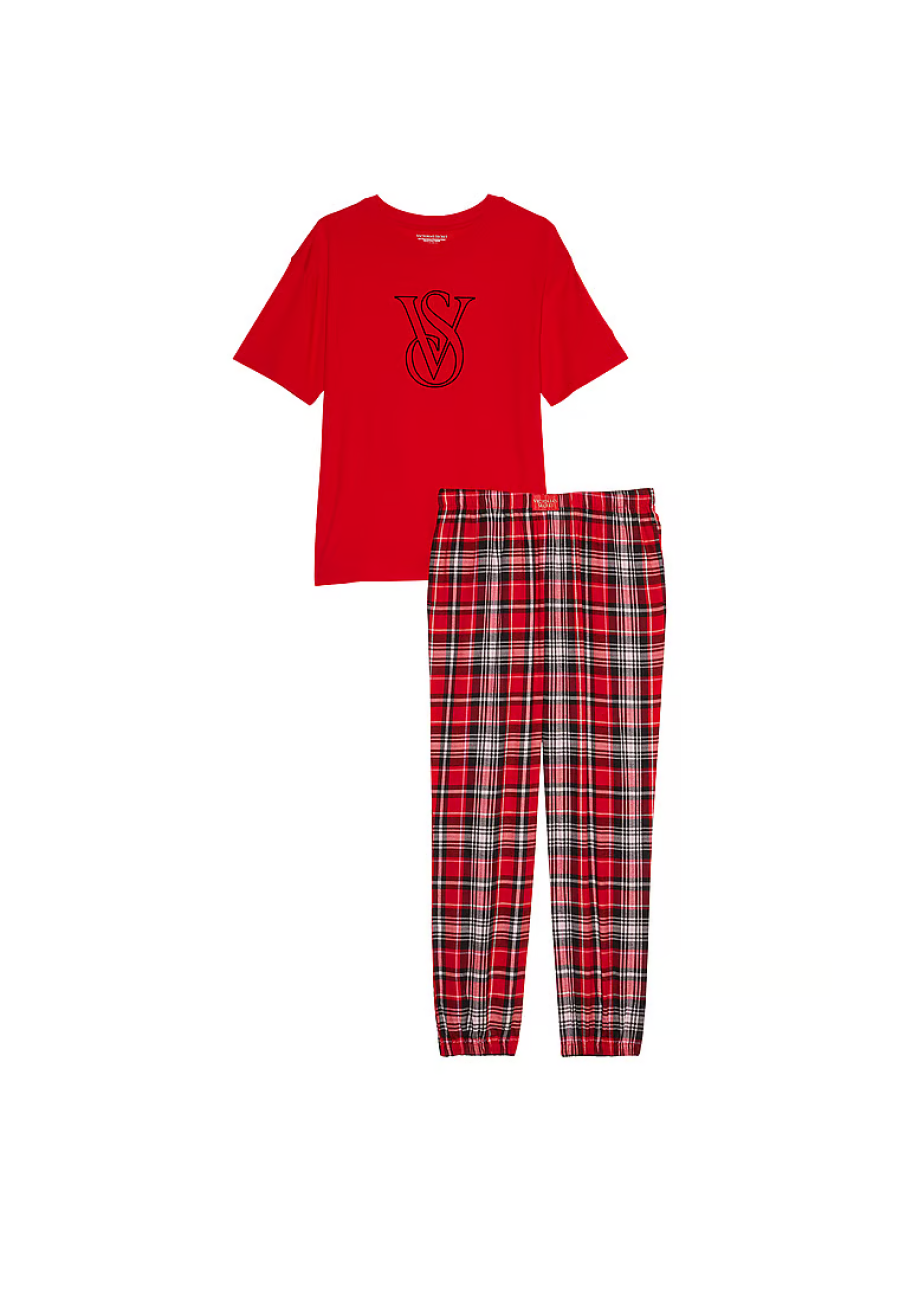 Пижама Flannel Jogger Tee-Jama Set Red Plaid