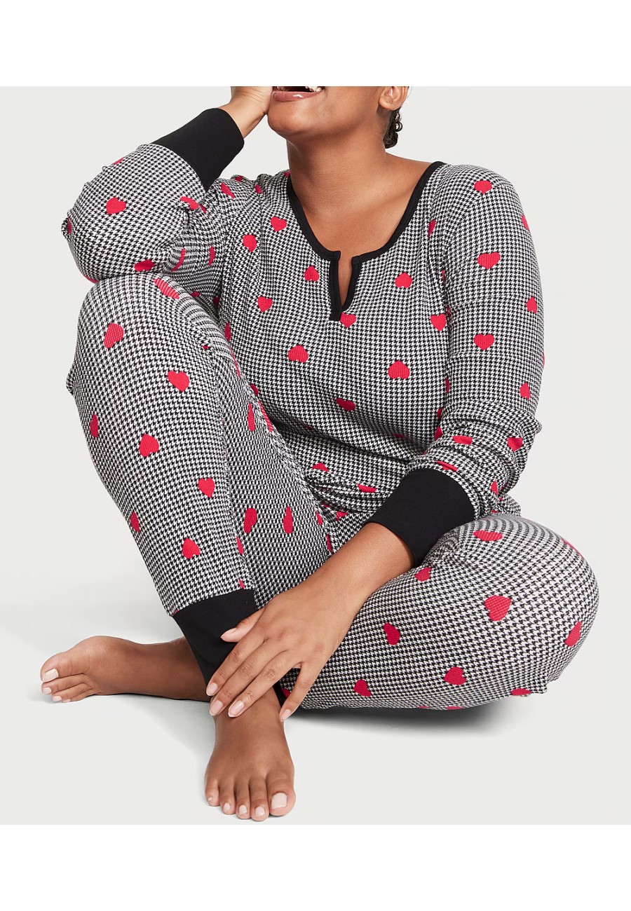 Пижама Thermal Long Pajama Set Houndstooth Heart