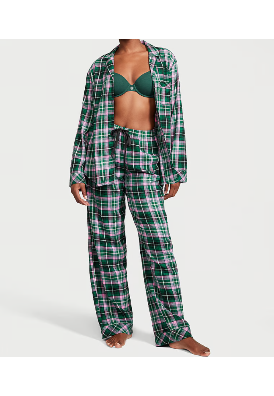 Піжама Flannel Long Pajama Set Green Pop