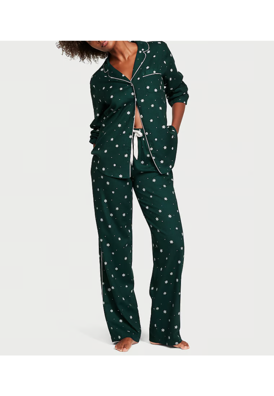 Пижама Flannel Long Pj Set Black Ivy Snowflakes