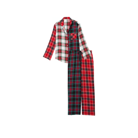 Пижама Flannel Long Pajama Set  Red Plaid Print