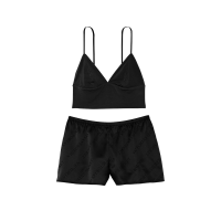 Пижама Modal Cropped Cami Satin Shorts Set Black