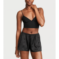 Пижама Modal Cropped Cami Satin Shorts Set Black