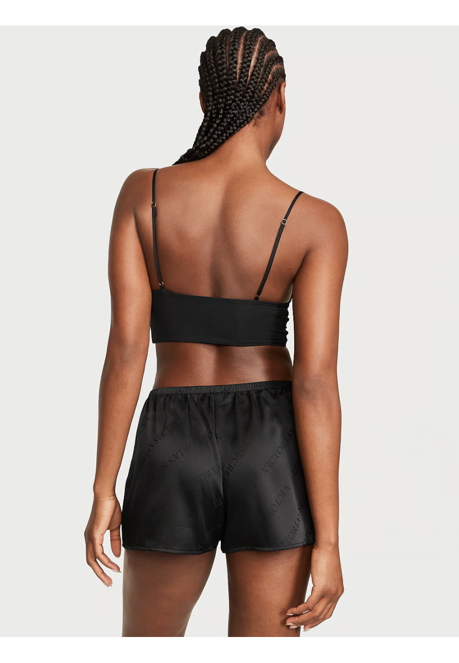 Піжама Modal Cropped Cami Satin Shorts Set Black