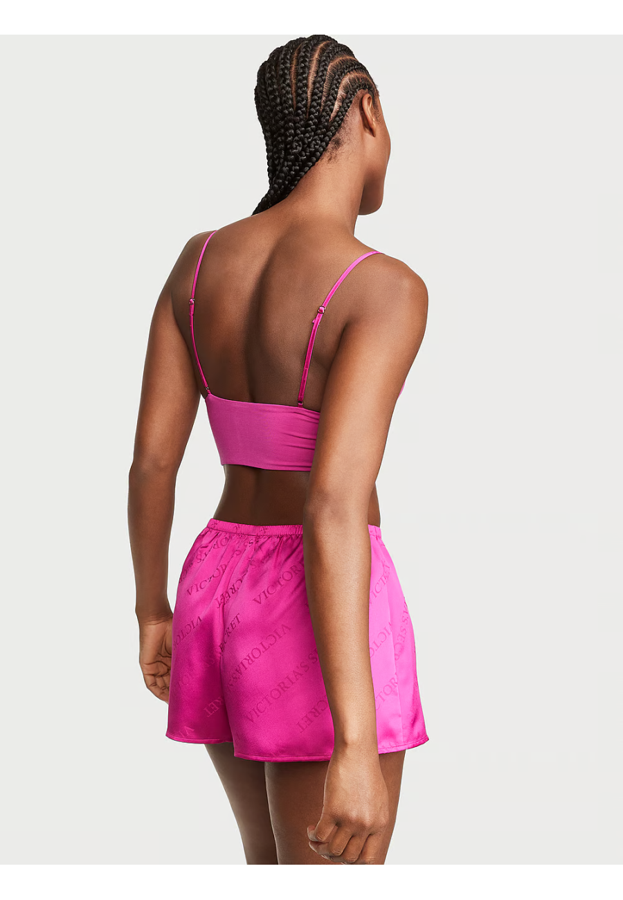 Пижама Modal Cropped Cami Satin Shorts Set Fuchsia Frenzy