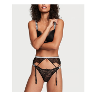 Пояс Shine Chain Strap Lace Garter Belt Black