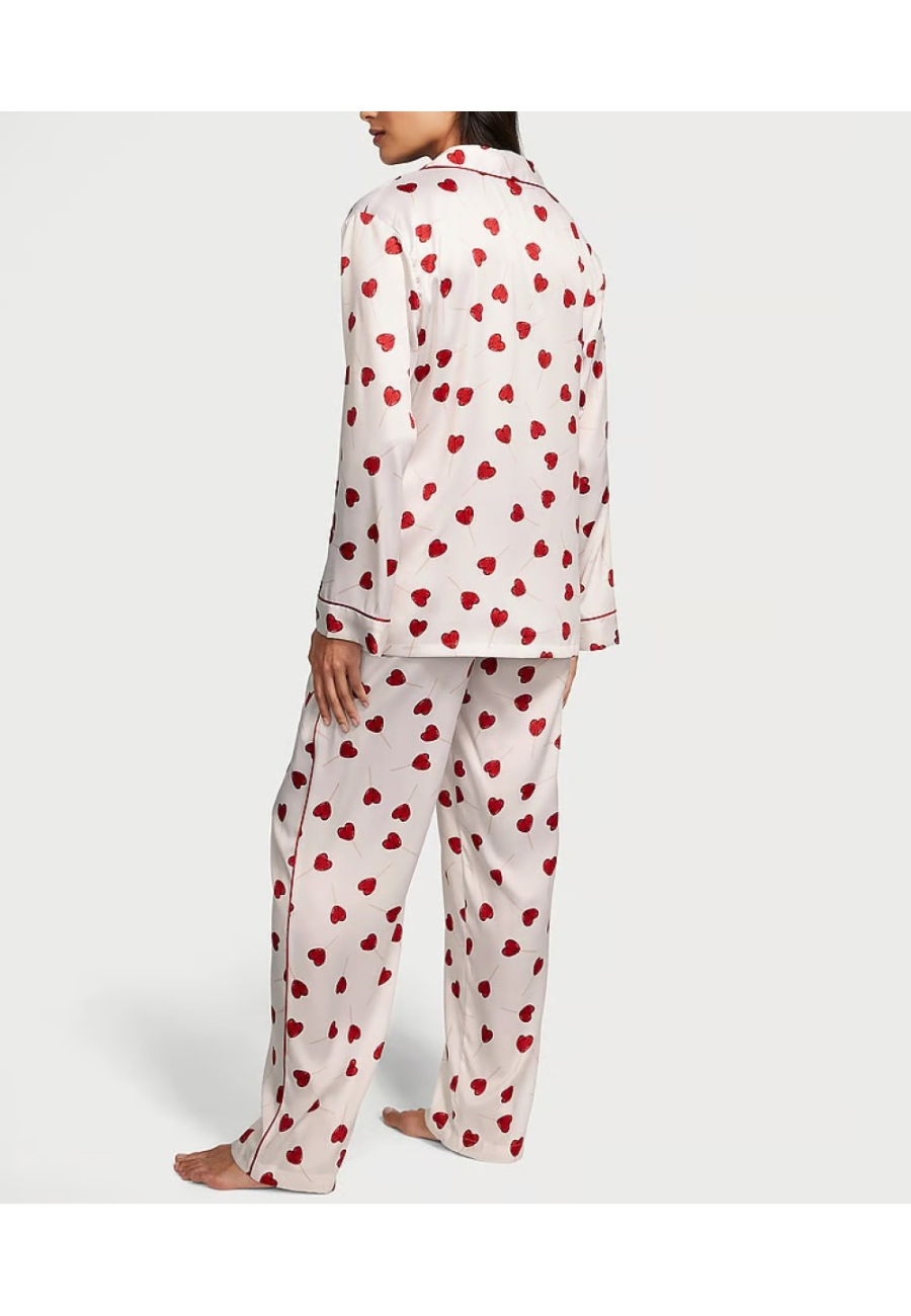 Пижама Satin Long Pajama Set Coconut White Lollipops