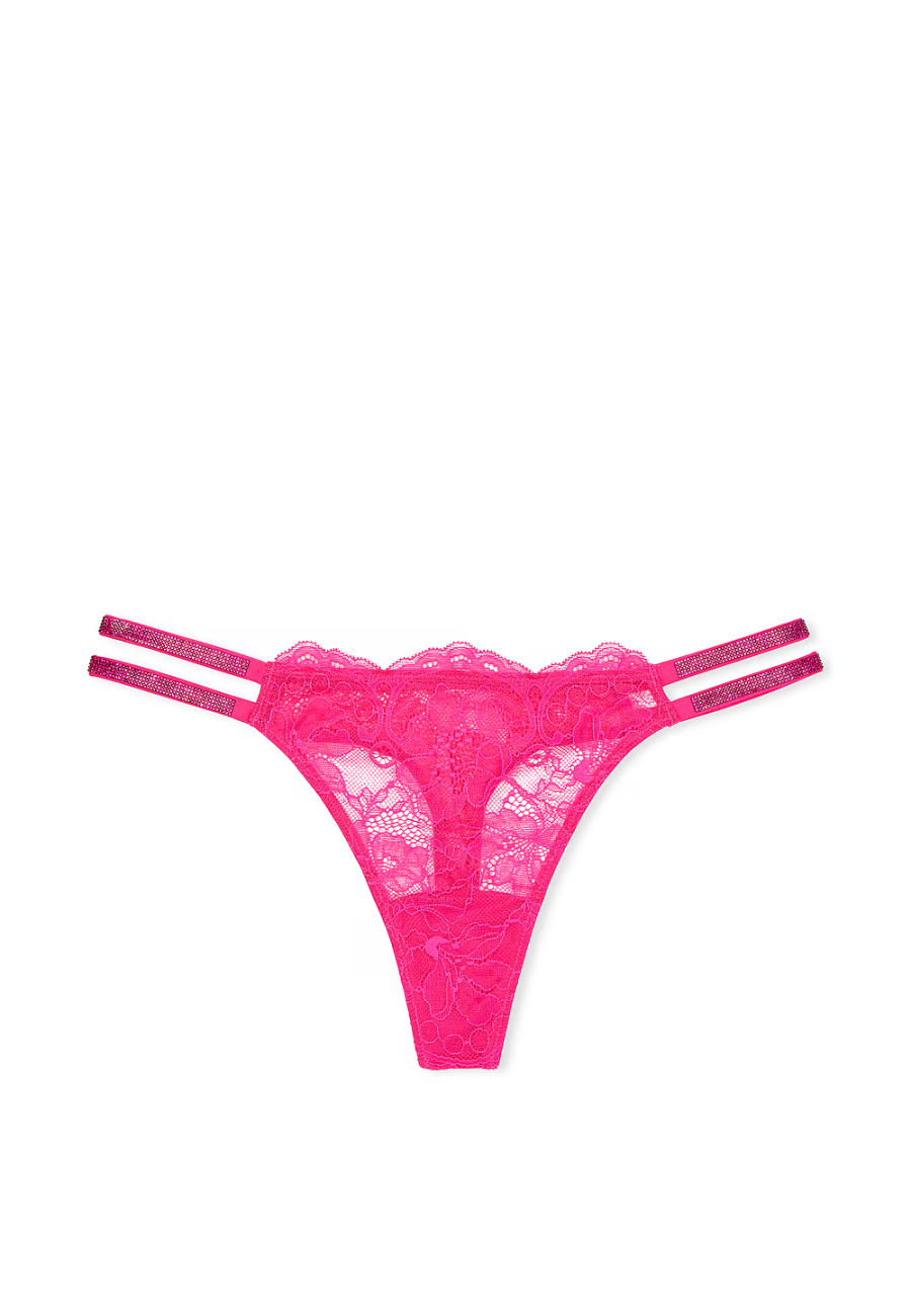 Трусики Double Shine Strap Lace Thong Panty Forever Pink