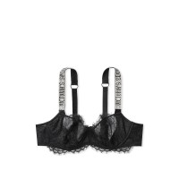 Бюстгальтер VS Wicked Unlined Black Lace Shine Strap Balconette Bra