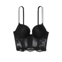 Бюстье Виктория Сикрет Black Lace Shine Strap Bra