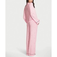 Піжама модал Victoria's Secret Modal Long Pajama Set Pretty Blossom Logo Pin Dot