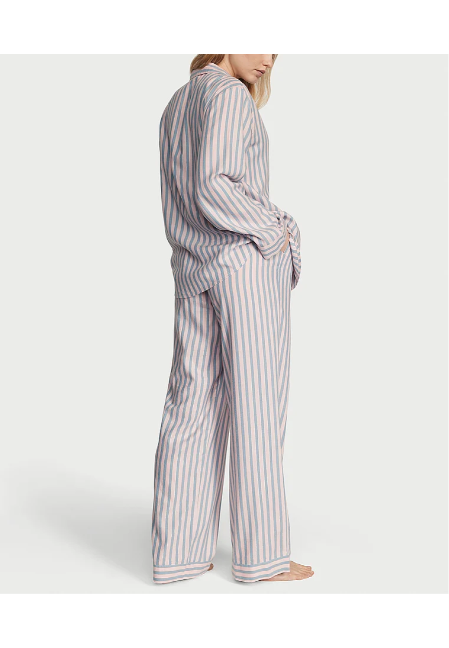 Фланелева піжама Вікторія Сікрет Flannel Long Pajama Set Blue Classic Stripe