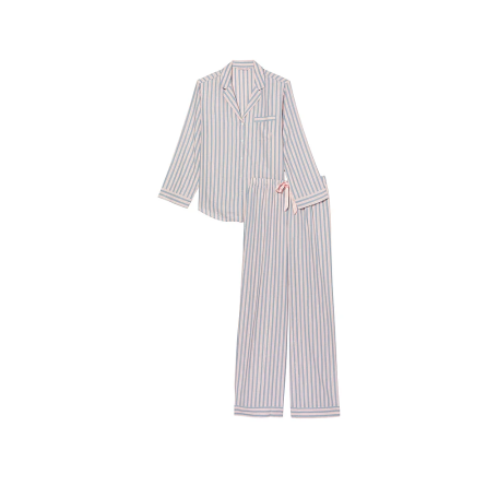 Фланелевая пижама Виктория Сикрет Flannel Long Pajama Set Blue Classic Stripe