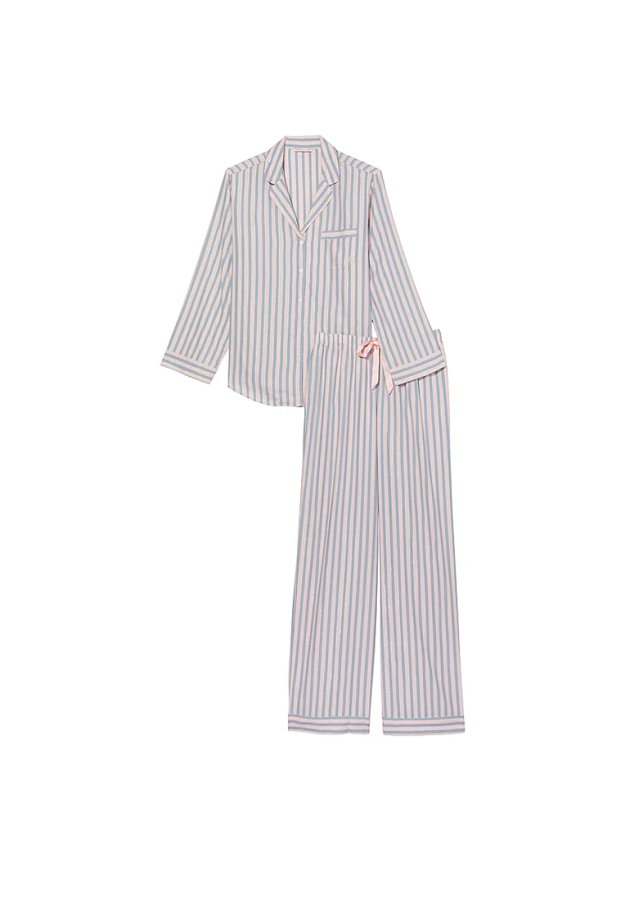 Фланелева піжама Вікторія Сікрет Flannel Long Pajama Set Blue Classic Stripe
