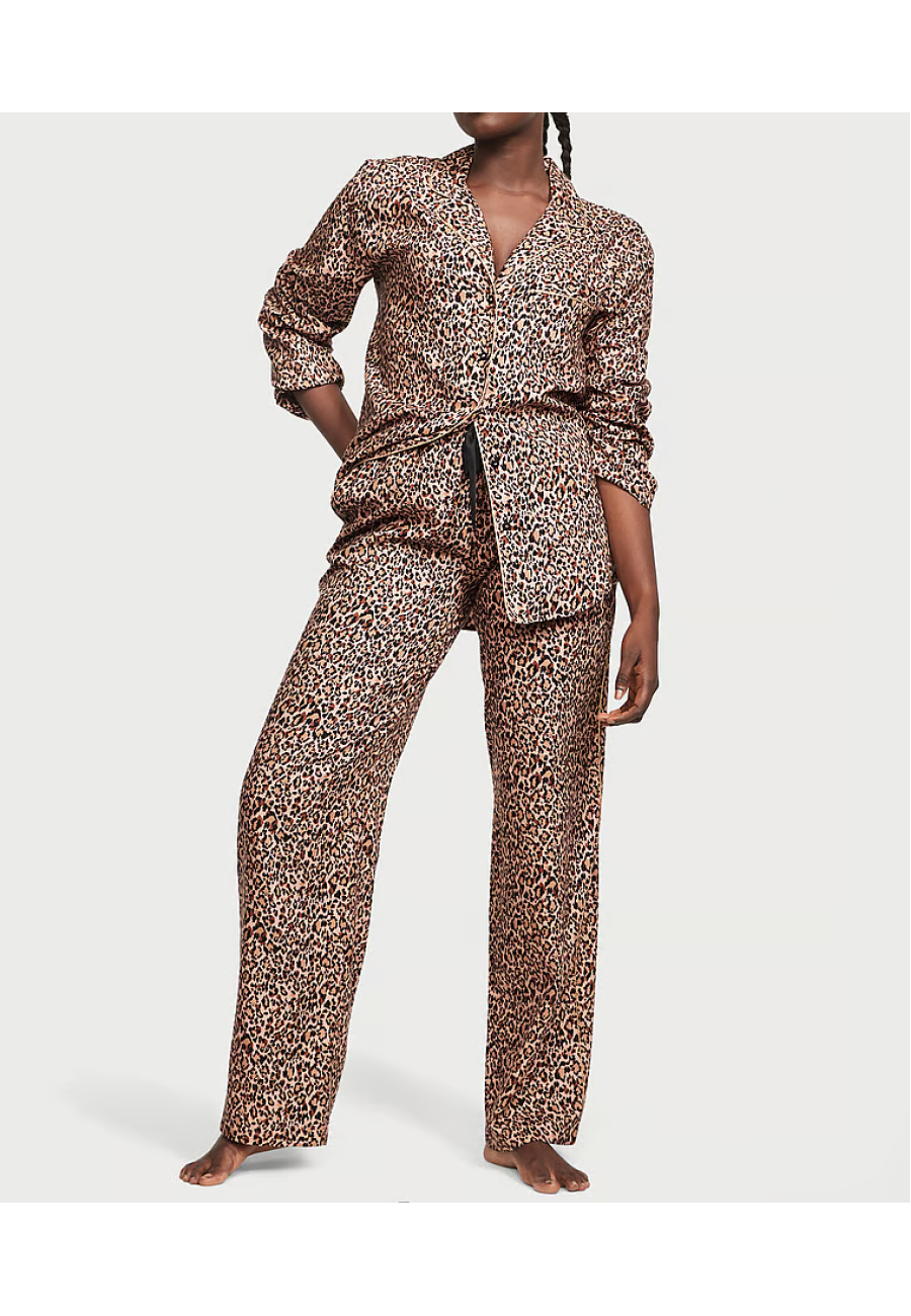 Фланелевая пижама Виктория Сикрет Flannel Long Pajama Set Leopard
