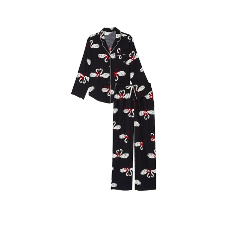 Фланелевая пижама Виктория Сикрет Flannel Long Pajama Set Black