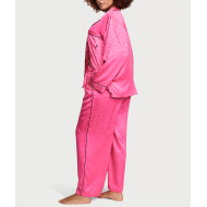 Сатиновая пижама Victoria's Secret Satin Long Pajama Set Hollywood Pink