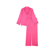 Сатинова піжама Victoria's Secret Satin Long Pajama Set Hollywood Pink
