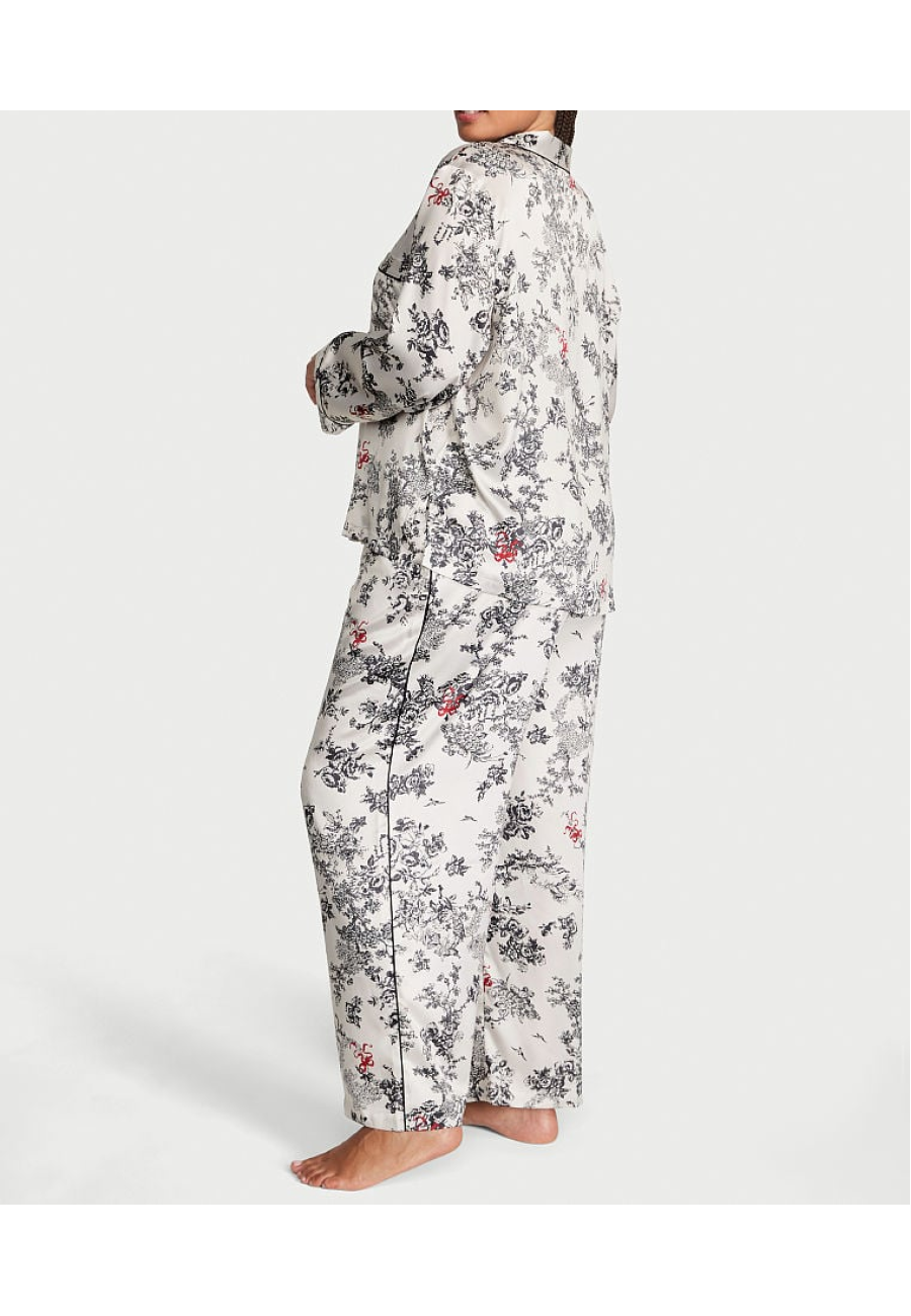 Сатинова піжама Victoria's Secret Satin Long Pajama Set Floral Print