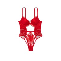 Боди Victoria’s Secret Push-Up Cutout Lace Teddy LIPSTICK