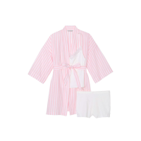 Пижама Victoria's Secret 3-piece Set Cotton Pink Stripe
