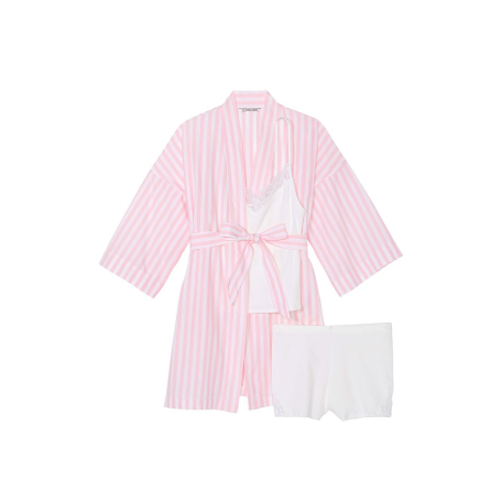 Піжама Victoria's Secret 3-piece Set Cotton Pink Stripe