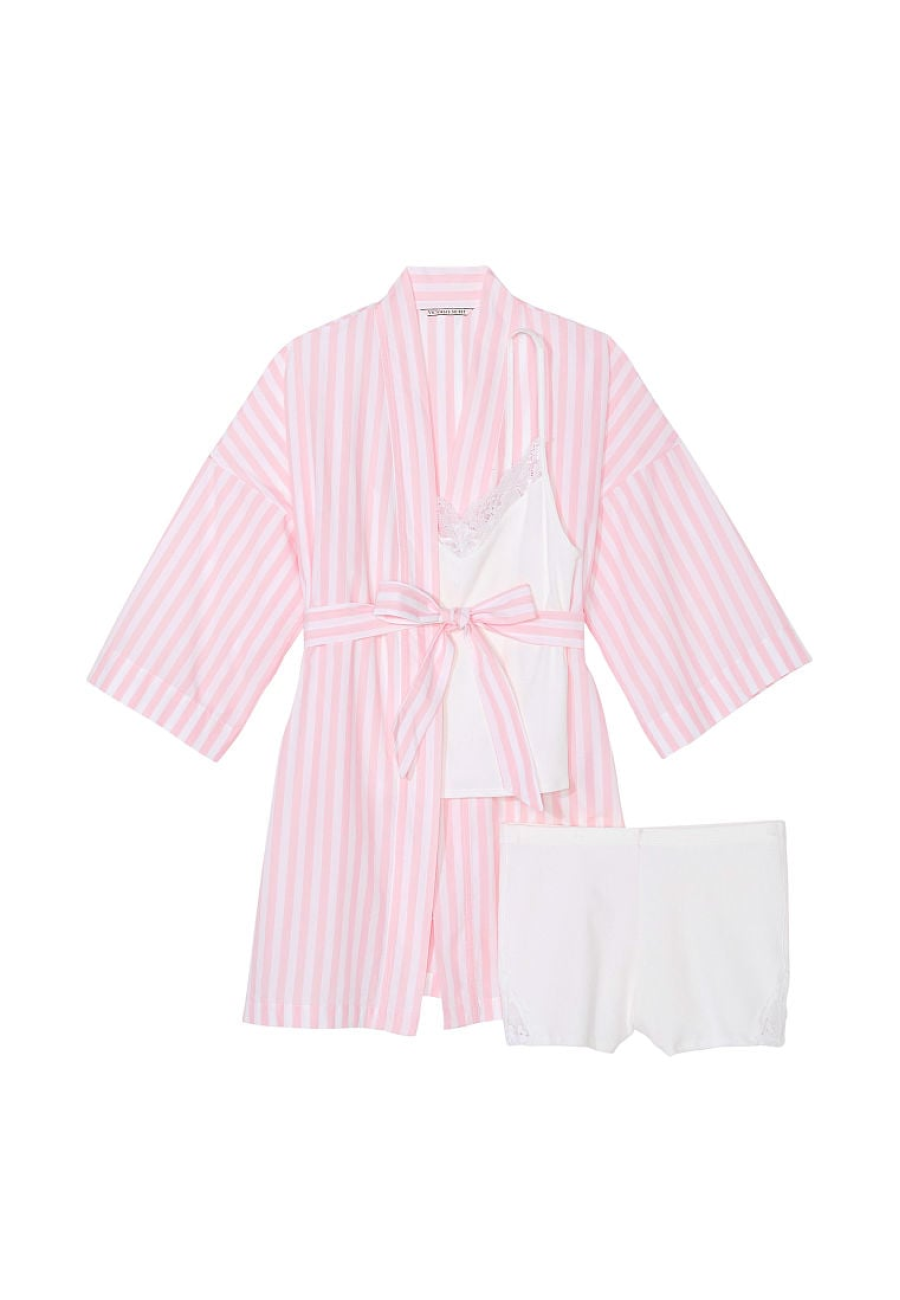 Піжама Victoria's Secret 3-piece Set Cotton Pink Stripe