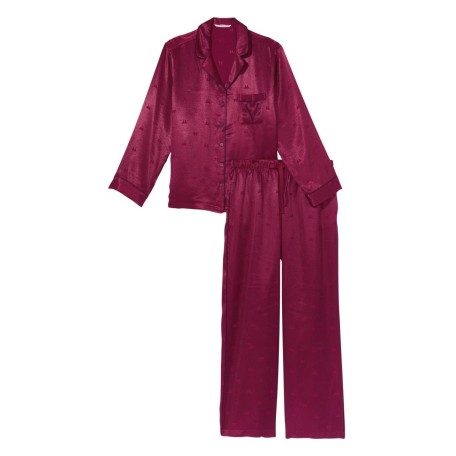 Сатиновая пижама Victoria's Secret Satin Long Pajama Set Kir