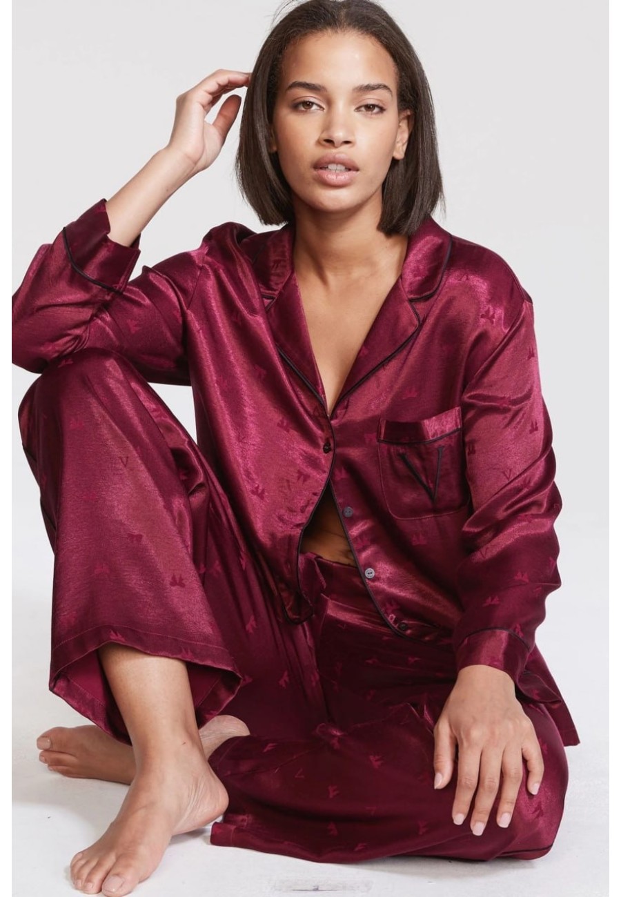 Сатинова піжама Victoria's Secret Satin Long Pajama Set Kir