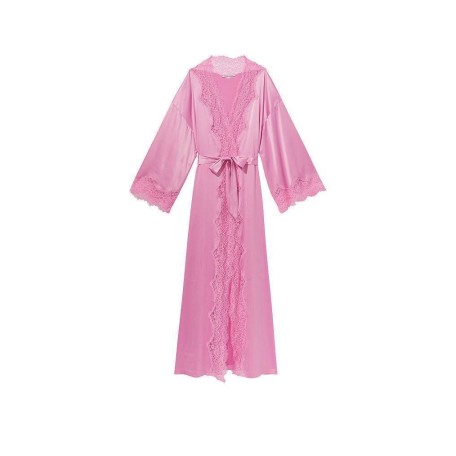 Атласний халат Victoria Secret Satin Long Robe Lilac Chiffon