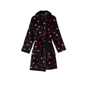 Халат Victoria’s Secret Short Cozy Robe Black Multi Heart 