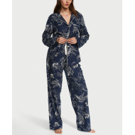 Фланелева піжама Вікторія Сикрет Flannel Long Pajama Set Noir Navy Pegasus