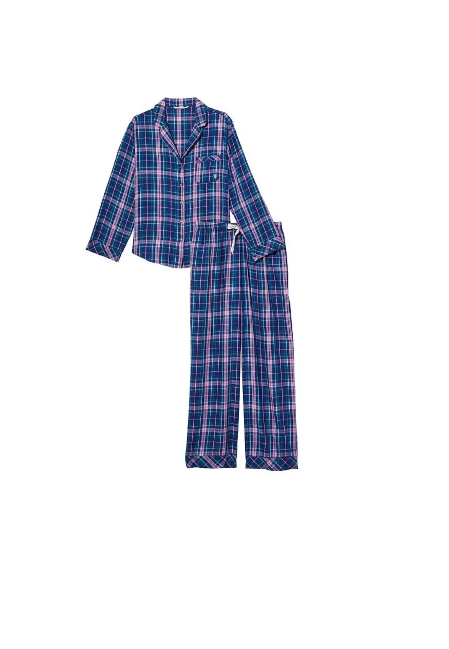 Фланелева піжама Вікторія Сікрет Flannel Long Pajama Set Lilack Plaid