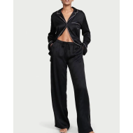 Сатінова піжама Victoria's Secret Satin Long Pajama Set Black