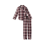 Фланелевая пижама Виктория Сикрет Flannel Long Pajama Set Pink Plaid