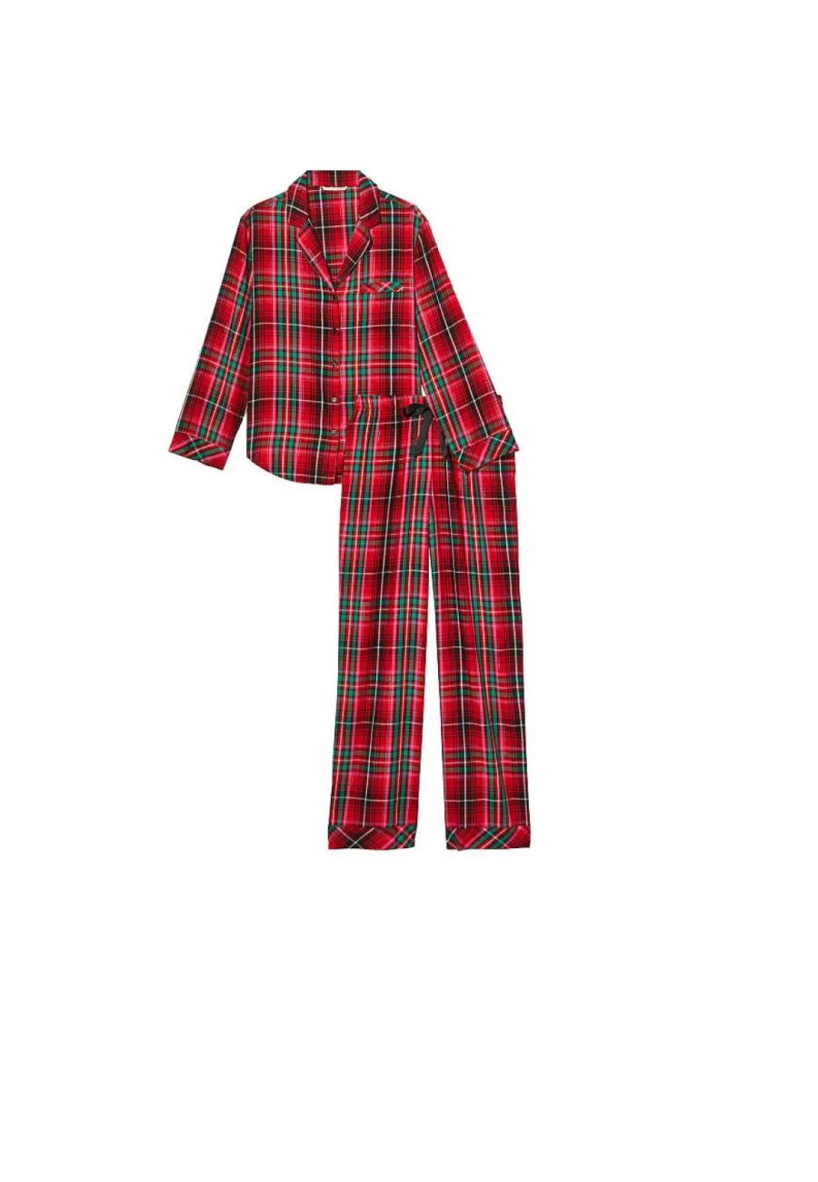 Фланелева піжама Вікторія Сікрет Flannel Long Pajama Set Bright Tartan Plaid