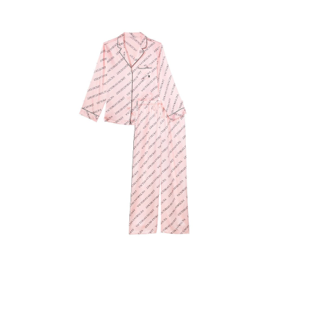 Сатиновая пижама Victoria's Secret Satin Long Pajama Set Purest Pink