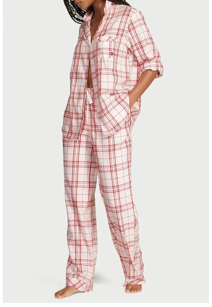 Фланелева піжама Вікторія Сікрет Flannel Long Pajama Set Peppermint Plaid