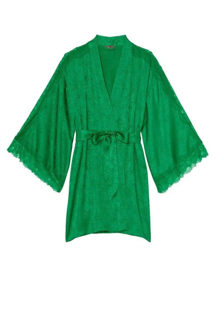 Атласний халат Victoria's Secret Satin Robe Green