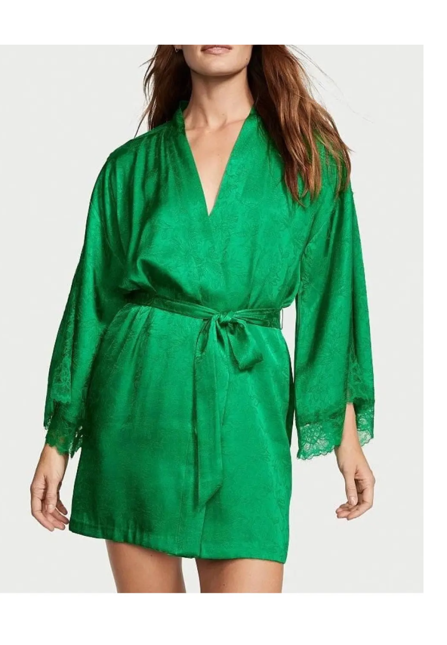 Атласный халат Victoria's Secret Satin Robe Green