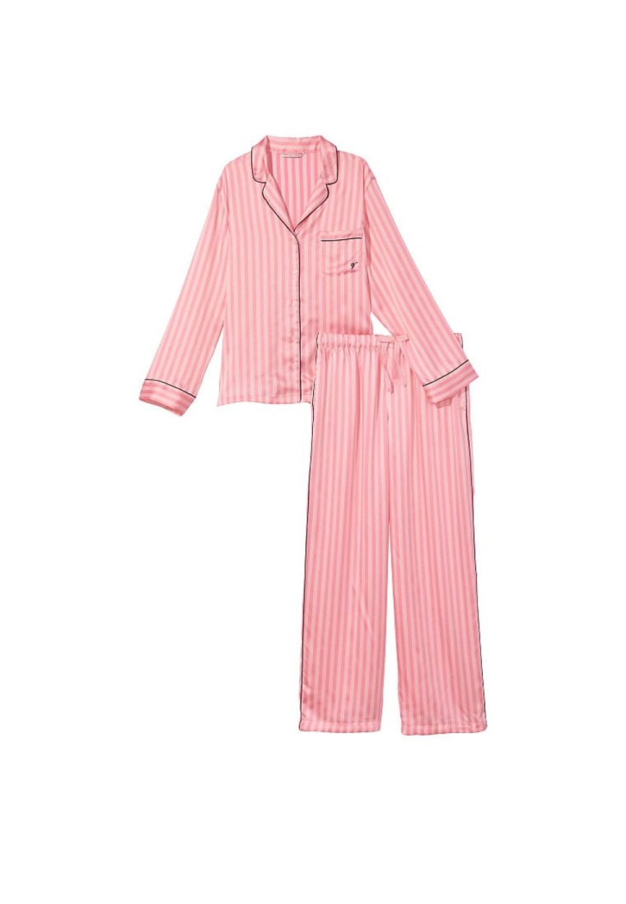 Сатинова піжама Victoria's Secret Set Satin Pink Stripe
