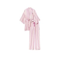 Сатиновая пижама Victoria's Secret 3-piece Satin Pink Stripe