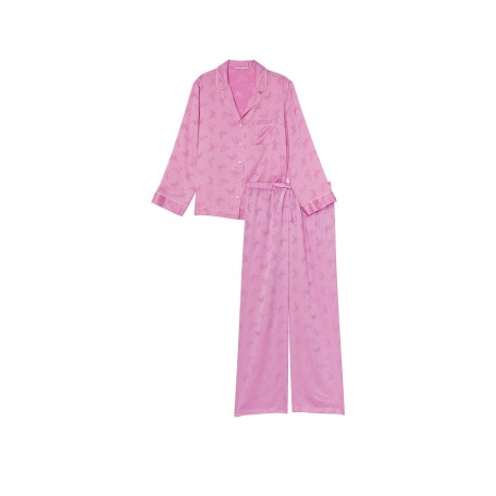 Сатиновая пижама Victoria's Secret Satin Long Pajama Set Lilac 