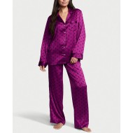 Сатинова піжама Victoria's Secret Set Purple Dot