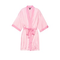 Атласный халат Victoria's Secret Satin Robe Pink Stripes