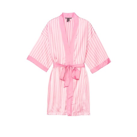Атласний халат Victoria's Secret Satin Robe Pink Stripes