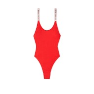 Червоний суцільний купальник зі стразами Вікторія Сікрет Shine Strap One-piece