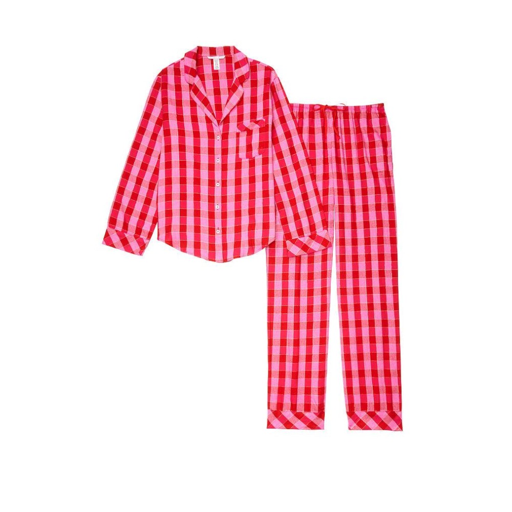 Фланелевая пижама Виктория Сикрет Flannel Long PJ Set клетчатый принт