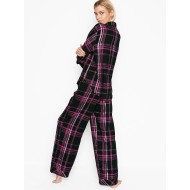 Піжама чорна в розову клітинку VS Flannel Long PJ Set